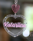 Sydän kaulakoru omalla tekstillä