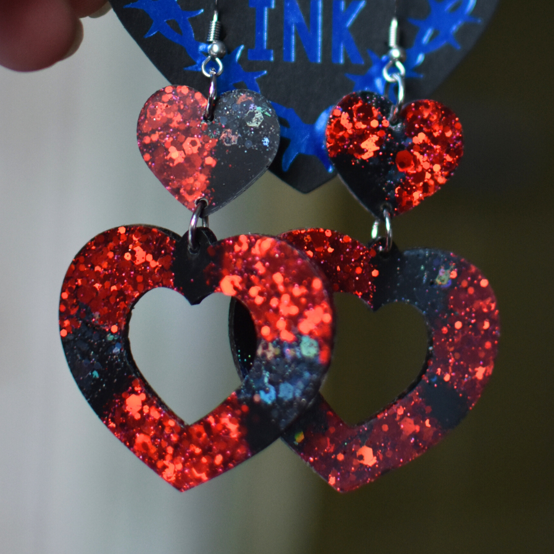 Överi Bling Sydämen malliset korvikset