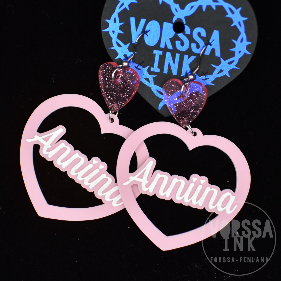 Heart earrings with your own text